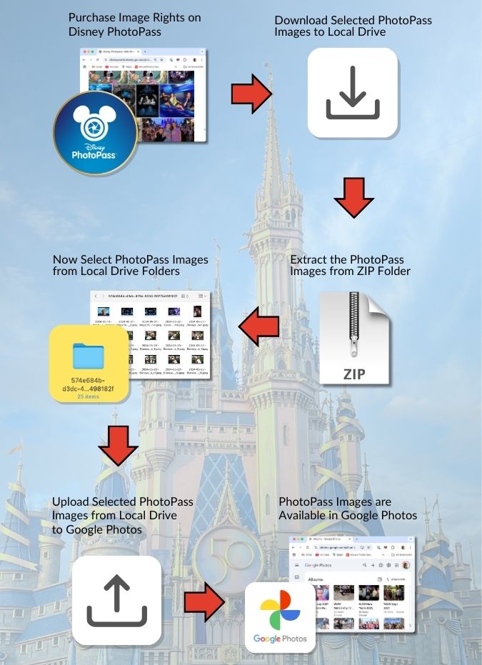 How to download all Disney PhotoPass images to Google Photos